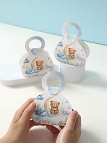 12件蓝色熊主题提手礼盒、蓝色熊主题图案纸质礼盒、蓝色熊生日派对礼品装饰盒、节日庆典手提礼盒、宝贝洗礼装饰、性别揭秘装饰、蓝色熊主题派对礼品包装用品、婚礼装饰、派对餐桌礼品装饰用品、购物小商品盒、厨房包装用品、派对小礼品 - 藍色小熊 - 查看 5