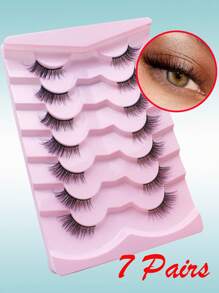 Rikuaild Half Lashes 7 par miękkich naturalnych delikatnych rzęs kocie oko narzędzie do makijażu cienki czarny pasek sztuczne rzęsy przedłużanie