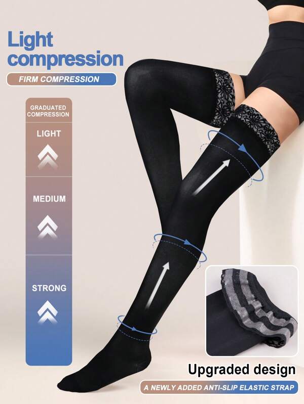 Calcetines hasta la rodilla con compresión ligera de 15-20 mmHG, transpirables y suaves, con hebilla elástica anti-deslizante para estilizar las piernas