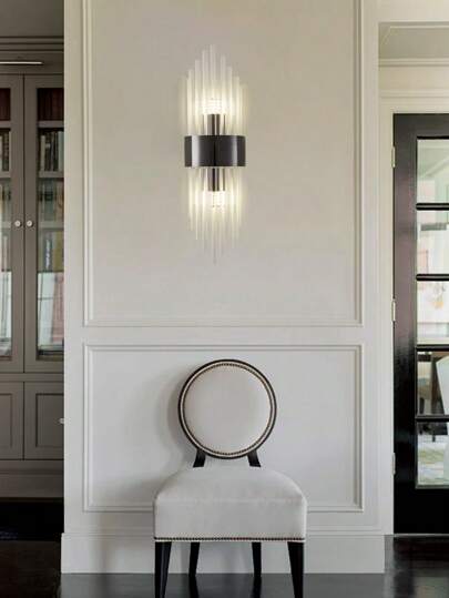 1pc Goud Long Crystal Wand Sconce Stainless Steel Base Living Room, Stairwell, Entrance Hall, Bedroom, Corridor Aisle, Bedside Table, Cafe Other Home Ambiance Sconce, Background Creative Sconces view 8