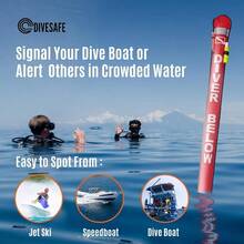 DiveSafe Delayed Surface Marker Buoy 7ft Closed Bottom With High Visibility Reflective Band Strobe Light And Flashlight Holder 100ft ABS Finger Reel And Whistle - as pic - View 2