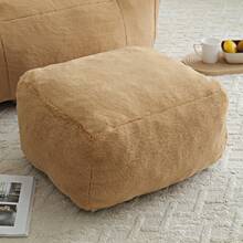 Giant Bean Bag Chair With Footstool,Lazy Sofa - Oversized High Back Corduroy Bean Bag Couch,Floor Sofa For Living Room, Home Theater, Play Zone - & Non-Slip Base,Very Suitable For Bedrooms, Living Rooms, Game Rooms, Study Rooms, Offices, Or Apartments. - B-卡其色(附腳蹬豆袋椅) - 查看 3