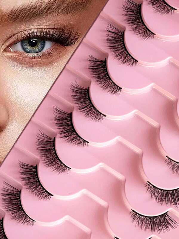 10 Pairs Half Lashes Natural Look Wispy Fluffy Cat Eye Look Natural Short Accent Lashes End Lashes Corner Lashes Reusable Lashes Pack