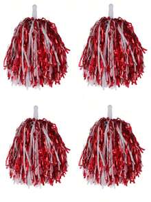 2 件带棍柄的啦啦队绒球，金属箔绒球 20 克，适合团队精神运动、派对、舞蹈、欢呼