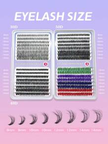 640 Peças Agrupamentos de Cílios 30D+40D+50D/50D+60D+80 Extensão de Cílios DIY Falso Mink e 4 Segmentos Mistos de Extensão de Cílios Coloridos Naturais Wispy Individuais - Agrupamentos de Cílios Individuais Premium D Curling Natural Volume para Extensões de Cílios DIY - Reutilizáveis, Leves e Fáceis de Aplicar, DIY em Casa
