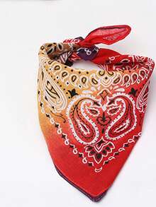 1pc Men's Paisley Dual Color Patchwork Bandana Handkerchief, Suitable For Street Fashion, Outdoor Riding Outfits - Multicolor - View 11