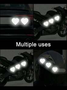 12 件/套心形反光夜光汽车贴纸