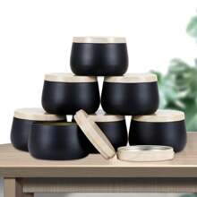 8 Peças Potes de Vela com Formato de Barriga Grande, Revestimento Preto e Estampa de Madeira de 4 Oz, Potes de Armazenamento DIY para Adultos, Potes de Vela Artesanais DIY, Lembrancinhas de Festa, Decorações de Quarto, Decoração Doméstica, Melhor Escolha para Iniciantes e Hobby, Perfeito para Presentes de Natal, Halloween, Páscoa, Ação de Graças e Dia dos Namorados.