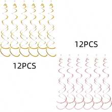 6pcs Hanging Swirl Decorations, Party Spiral Streamers For Ceiling, Weddings, Showers, Birthdays,Christmas - Gold - View 29