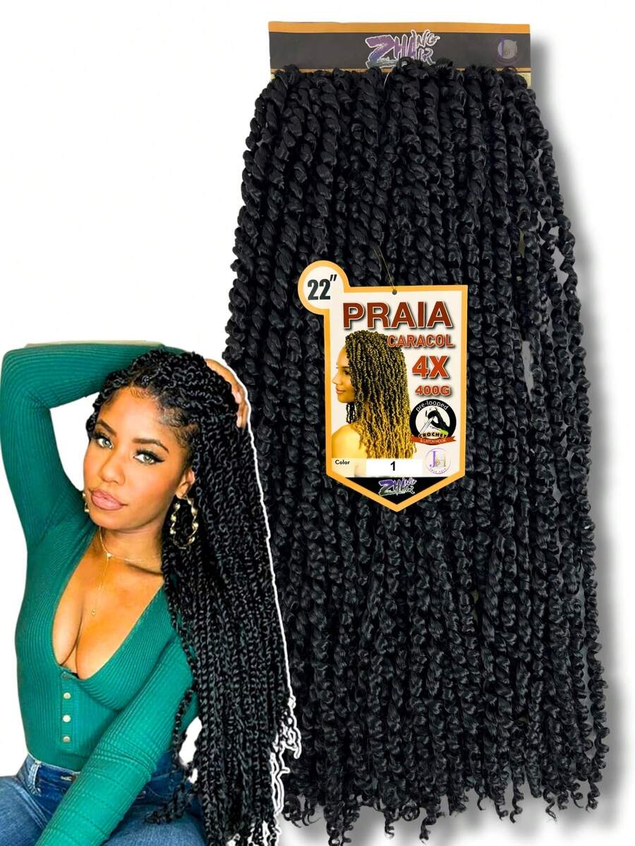 Crochet Braided Hair Beach Snail Twist Zhang Hair 400 Grams - màu đen - Xem 1