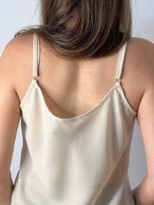 Women's Tank Top With Adjustable Straps Basic Crepe Strappy Top - Cát - Xem 4
