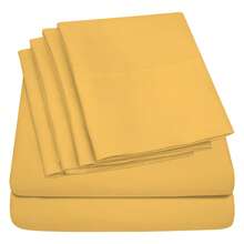 6-Piece Luxurious Super-Soft Bedsheet Set With Deep Pockets -  Friendly, Breathable, Wrinkle Free, Machine Washable - 金色 - 查看 2