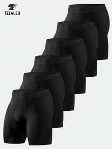 TELALEO 6PCS Men's Compression Pants Leggings Sports Tights Performance Athletic Baselayer Workout Running - 黑色 - 查看 1