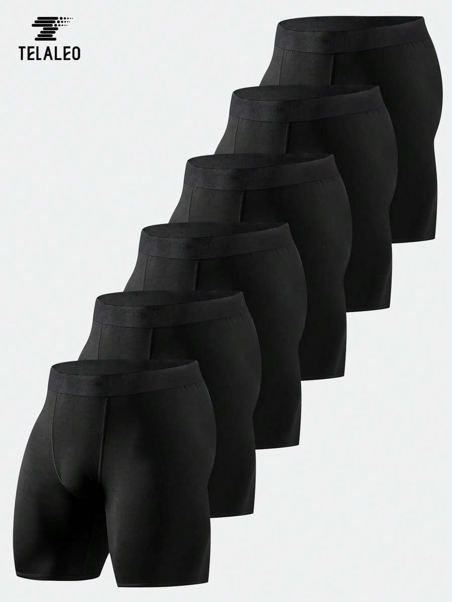 TELALEO 6PCS Men's Compression Pants Leggings Sports Tights Performance Athletic Baselayer Workout Running - 黑色 - 查看 1