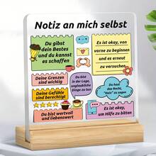 1 件，正能量亚克力和木质便签架，自我鼓励引言装饰标志“自我提醒”，鼓舞人心和治愈性的桌面装饰，心理舒缓礼物，适用于办公室和书房，装饰有 Adora
