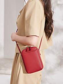 MIYIN Women's Casual PU Zip Around Wallet & Mobile Phone Bag For Daily Minimalist Solid Color Crossbody Bag With Double Zipper & Adjustable Strap Litchi Embossed Vertical Wallet With Card Slots & Front Pocket & Keychain For Credit Card/ ID Card/ / Cash/Cell Phone/Bank Card/Key For Lady & White-Collar Workers Shopping Travel Commute Office Work Phone Phone Pouch (Wine Red) For Women Wallet Purse Wallet