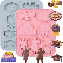 1 stuk afstudeerchocoladetaartvormen siliconen afstudeervormen siliconen afstudeermal chocolade snoepvorm met dop diploma gefeliciteerd rol 3D-vorm voor het bakken chocolade gummiekoekjes fondant cupcake taartdecoratie afstudeerfeestdecoratie