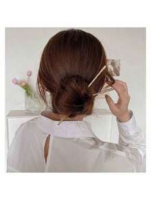 1个优雅简约日常发髻发夹，多功能发饰，女士发夹，发髻造型器，发饰，学生用品，发饰