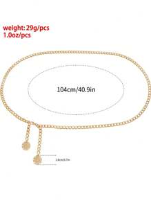 1pc Women Simple Single-Layer Waist Chain, Suitable For Daily Outfit, Beach, Party And Gathering Summer School Fall, Autumn, Halloween