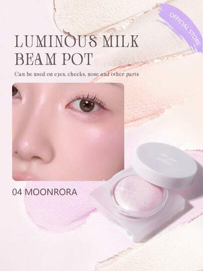 HOLIKA HOLIKA LUMINOUS MILK BEAM POT 04 MOONRORA, Textura de leche aterciopelada, Micro-polvo de enfoque suave, Acabado satinado luminoso, Polvo sin vuelo, Cobertura construible, Oculta ojeras, Realza los contornos, Larga duración de 24 horas, Control del aceite, Apto para piel sensible, Compacto magnético, Maquillaje natural para una cita, Cosmética coreana, 5.5g/0.19oz