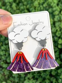 1 Pair Volcano Eruption Resin Earrings, Suitable For Women For Party & Everyday Wear