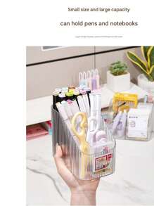 1pc Elegant Cosmetic Storage Box - Lightweight Plastic Desktop Storage Box With Compartments For Skincare, Lipstick And Jewelry/High-End Makeup Brush Storage Box Lipstick Acrylic Skincare Desktop Dressing Table Desktop Pen Holder Box Storage Rack (Different Batches Do Not Affect The Use And Appearance) Bathroom Accessories Bathroom Organizer Back To School