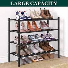 Shoe Rack Closet, 3 Tier Wooden Stackable Shoe Organizer, Standing Shoes Storage Shelf Entryway, Front Door Entrance, Natural - Black - View 5