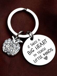 1PC Apple Metal Creative Stainless Steel Keychain Teacher's Day Gift Student To Teacher Graduation Season Gift Heartwarming Small Gift - Multicolor - View 2