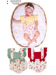 Girls Summer Overalls Printed Romper - Màu vàng - Xem 1