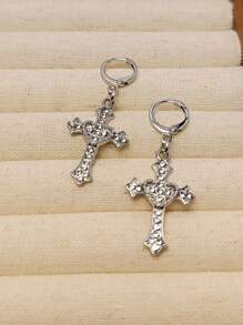 1 Paio di Gioielli da Donna: Orecchini Pendenti, Orecchini a Perno, con Disegni a Cuore e a Croce, Adatti per Signore da Indossare a Feste, Spiagge in Estate