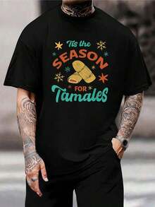 Es la temporada de tamales - Divertida camiseta navideña para amantes de los tamales - Camiseta festiva de vacaciones - Regalo de comida mexicana para papá - Negro - Ver 1