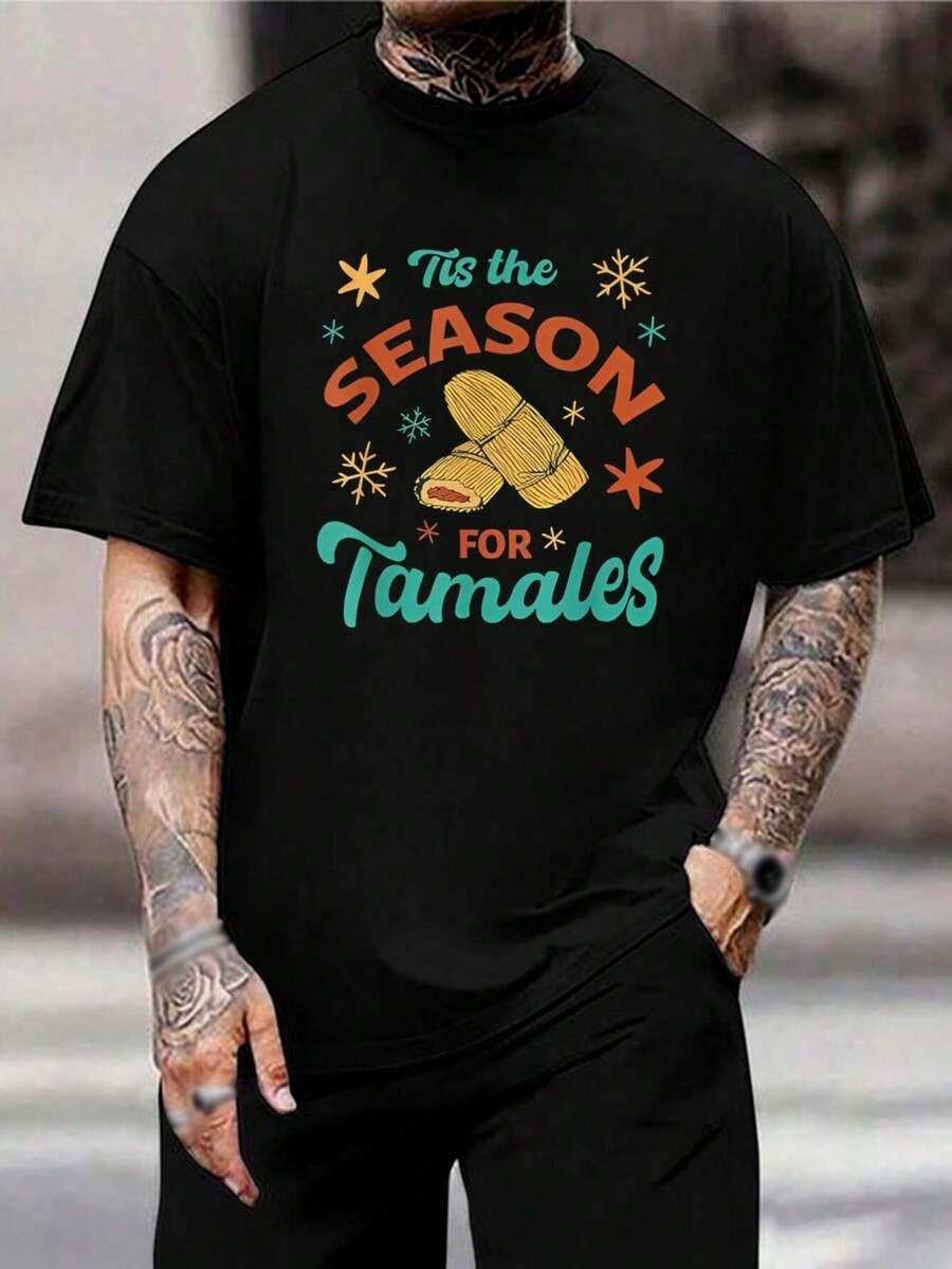 Es la temporada de tamales - Divertida camiseta navideña para amantes de los tamales - Camiseta festiva de vacaciones - Regalo de comida mexicana para papá - Negro - Ver 1