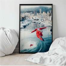 1 件墙画查尔斯·勒克莱尔摩纳哥大奖赛泳池跳跃 F1 海报印刷或帆布墙画 | 标志性装饰 | 赛车胜利飞溅帆布画艺术夏季假期帆布画 - 适合家居装饰爱好者