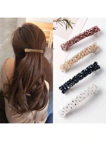 1/4/7 pièces Pinces à cheveux en cristal - Pinces à cheveux en alliage de strass brillants pour femmes et filles, accessoires de mode pour les cheveux, pinces à griffes, barrettes, fournitures scolaires, looks de fête, accessoires de tête, épingles à cheveux