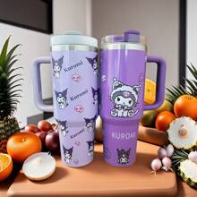 Sanrio 1 pièce Tasse de voyage en acier inoxydable de 40 oz Sanrio Kuromi avec couvercle et paille - étanche, s'adapte au porte-gobelet de la voiture, garde les boissons chaudes ou froides, boissons fraîches en été, design de dessin animé mignon avec étoiles et personnages - cadeau parfait pour l'anniversaire et la Saint-Valentin