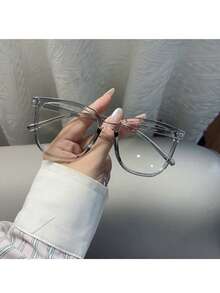 时尚黑色边框大镜框无度数平光镜片女士眼镜 - 彩色 - 查看 5