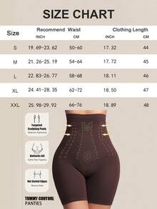 1件装高腰收腹塑身内裤束腰提臀短裤瘦身裤女士平腹提臀提臀内裤塑形裤 - 棕色 - 查看 4