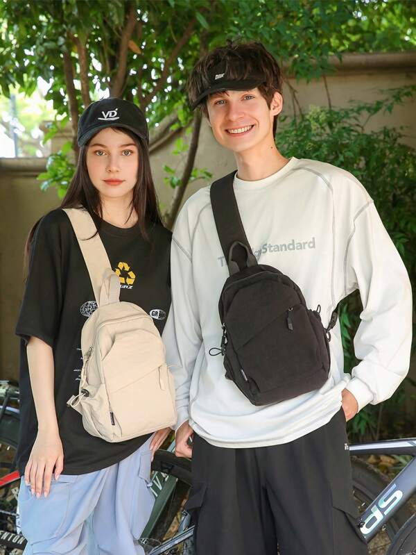 Unisex Sports Chest Bag - Large Capacity Nylon Crossbody Bag, New Casual Shoulder Bag, Minimalist Multi-Functional Commuter Pack For Cycling & Everyday Use