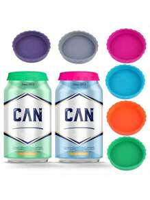 1/2 件可重复使用罐盖，硅胶汽水瓶盖，汽水、啤酒、能量饮料、果汁罐顶部保护器