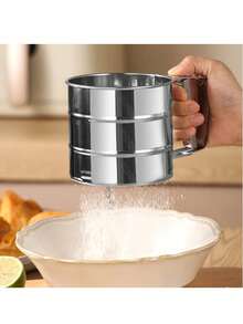 1 件不锈钢面粉筛，不锈钢细网面粉筛，单手面粉筛，用于烘焙、蛋糕和甜点的糖粉筛 - 銀色 - 查看 1