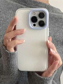 Carcasă de telefon cu design solid și lucios, culoare bloc, compatibilă cu 16, 15, 14, 13 Pro Max, cu efect de dopamină, dublă, rezistentă la șocuri - Alb și albastru - Vizualizare 1