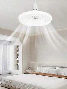 1 Pieza Lámpara de techo LED portátil con ventilador, luz de ventilador integrada de ahorro de energía para el hogar, ventilador de luz de tres velocidades con inteligente, luz de ventilador de techo, luz de ventilador moderna, adecuada para sala de estar, comedor, dormitorio, oficina(Interruptor de pared) - Blanco - Ver 10