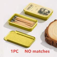 1pc 58mmx33mm Vintage Iron Matchbox Cigarette Case, Retro Distressed Metal Slide Lid Design, Antique Faux Leather Texture Collectible Tin Box, Father's Day Gifts/Men's Fashion Accessories/Smoker Essentials 2025 (2.28"X1.3" Pocket Size, Rustproof Coating, Christmas Stocking Stuffer)