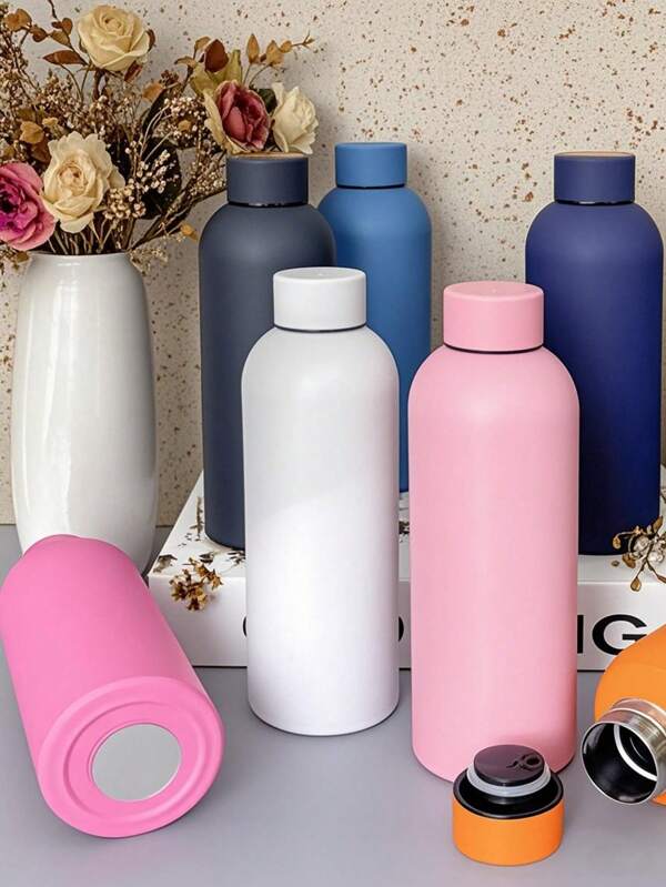 1pc Plain Matte Finish Stainless Steel Double Layer Vacuum Insulated Tumbler, Provides Healthier Hydration Experience To Enjoy Milk, Coffee During Leisure Time, Used For Car, Daily Life, Travel And Gift, Cold & Hot Drinks, Can Purchase Tumbler Sleeve Separately Back To School
