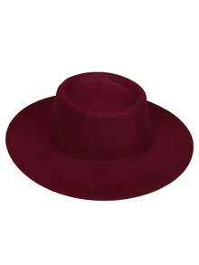 1 件男女通用宽边复古英伦风格平顶毡帽，适合所有季节，男女休闲时尚软呢帽，适合派对和活动