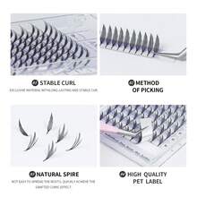 ANNAFRIS 12 rangées de rallonges de cils manga renard, spire Eif Pteris, frisure C/D de 8 à 15 mm mélangée, amas de cils bandes de style manga, look naturel volumineux et moelleux, pour les yeux des femmes et les soirées, pour les professionnels, plus facile à greffer, faux cils légers prémontés en éventail, plumes de style anime, outils de maquillage à fleurs automatiques, pour les débutants dans les salons de beauté, cils manga, amas de cils bandes de style manga, amas de cils, faux cils individuels, cils, faux cils - Noir - Voir 6