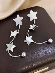 1Pair Five Pointed Star Tassel Earrings Elegant Dangle Earrings For Women Fashion Dangle Earrings For Party Daily Jewelry Birthday Gifts
