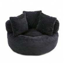 Living Room Decoration Lazy Sofa - Oversized High Back Corduroy Bean Bag Couch,Apartment Leisure Lazy Sofa,Floor Sofa For Living Room, Home Theater, Play Zone - & Non-Slip Base,Very Suitable For Bedrooms, Living Rooms, Game Rooms, Study Rooms, Offices, Or Apartments. - A-黑色(燈芯絨) - 查看 6