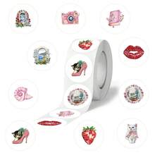 500 piezas Rollo de adhesivos color rosa, pegatinas estéticas de dibujos animados, pegatinas vintage, pegatinas Y2K, pegatinas lindas de Cutecore, pegatinas de vinilo resistentes al agua para botellas de agua, computadoras, portátiles, teléfonos, equipaje, cuadernos, refrigeradores - Multicolor - Ver 3