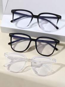 3pcs/Set Classic Black Frame Retro Casual Plain Glasses